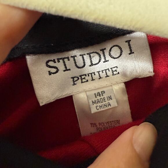 Vintage Studio 1 Petite Dress Women's 14P Red and Black Sleeveless Mini - Picture 3 of 7